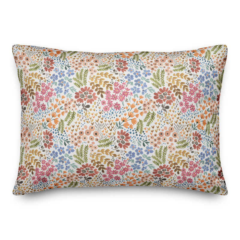  Floral Rectangular Lumbar Pillow, Yellow