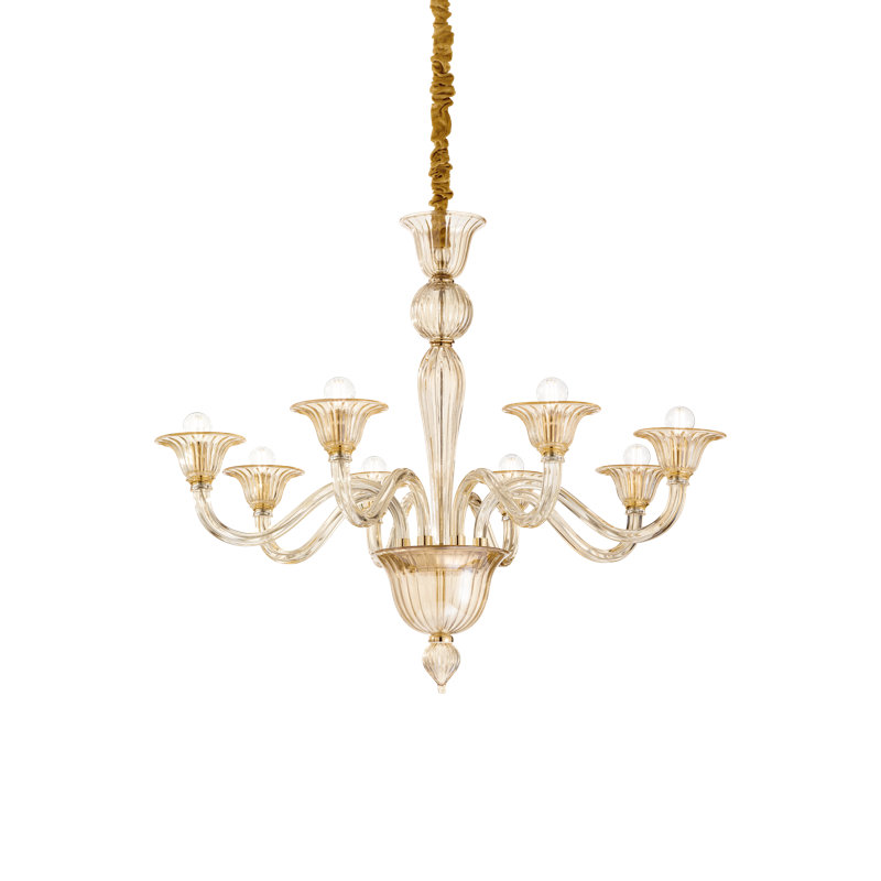 Brigitta 8 - Light Candle Style Pendant, Amber