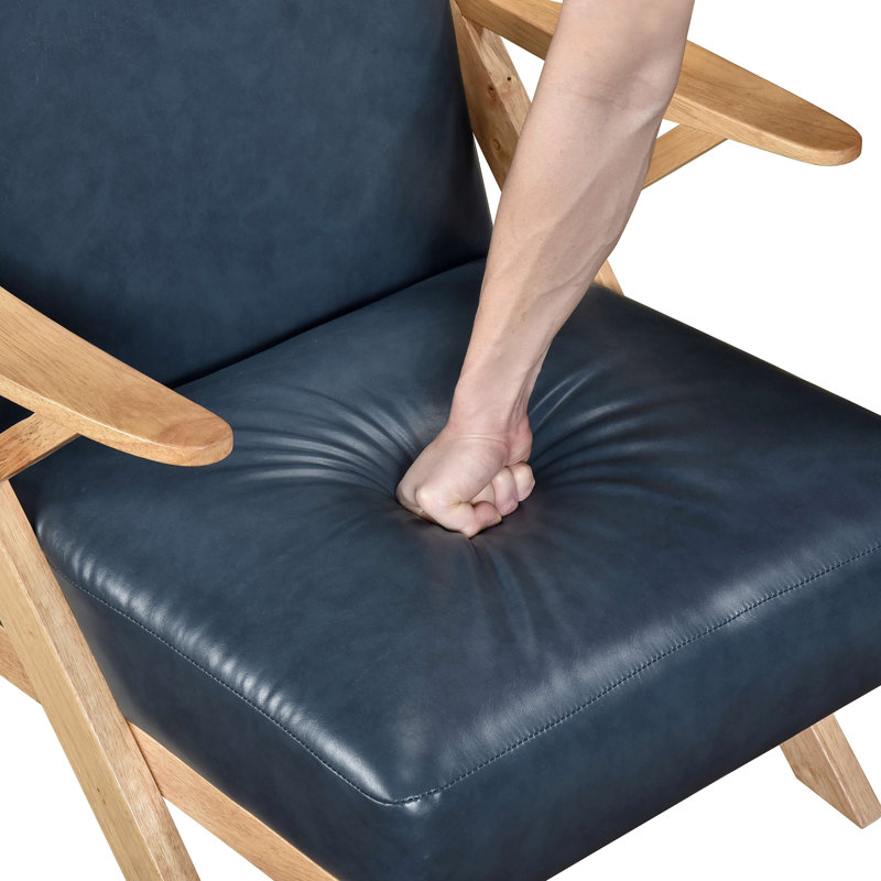 Chaise d'appoint en similicuir, Bleu, Naturel