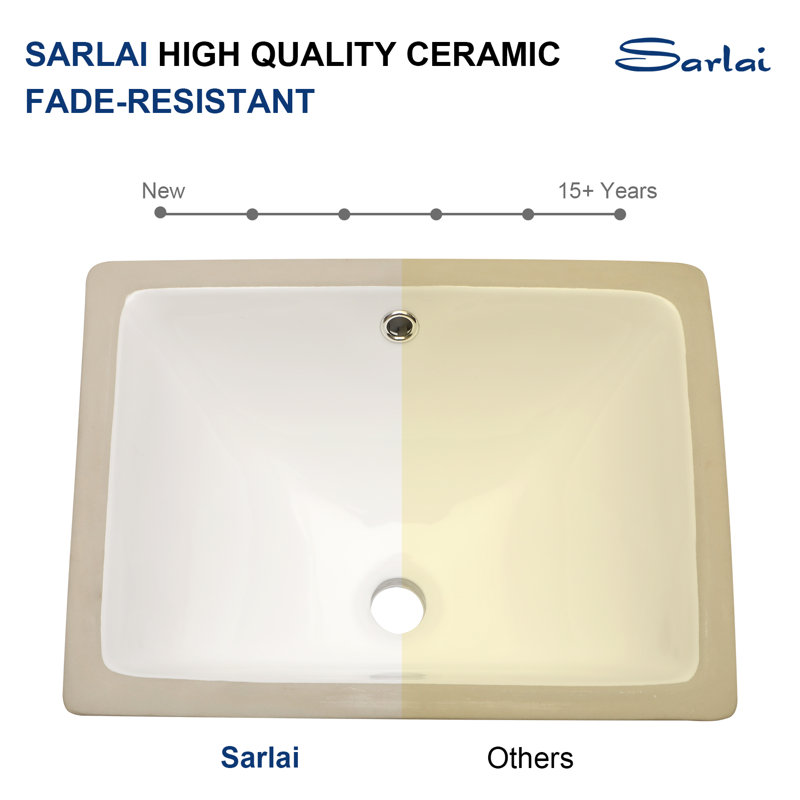 20" L x 15" W Ceramic Rectangular Undermount Bathroom Sink with Overflow