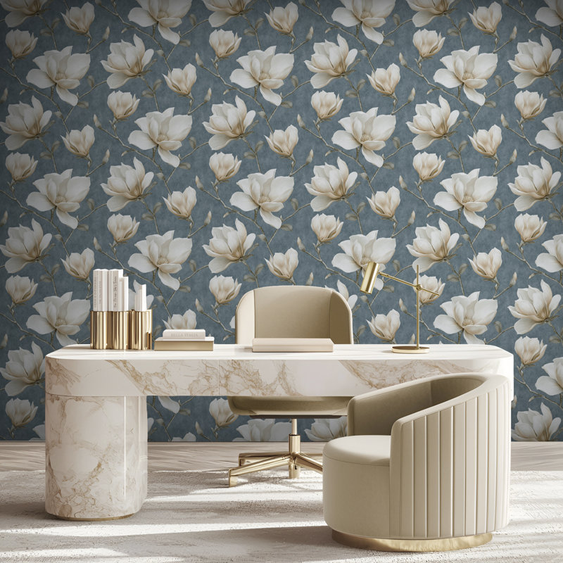 Papier peint Grand Magnolia, Bleu