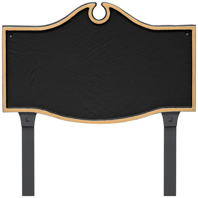 Enseigne d’adresse pour pelouse sur 2 lignes colonial, Noir / or, Oui