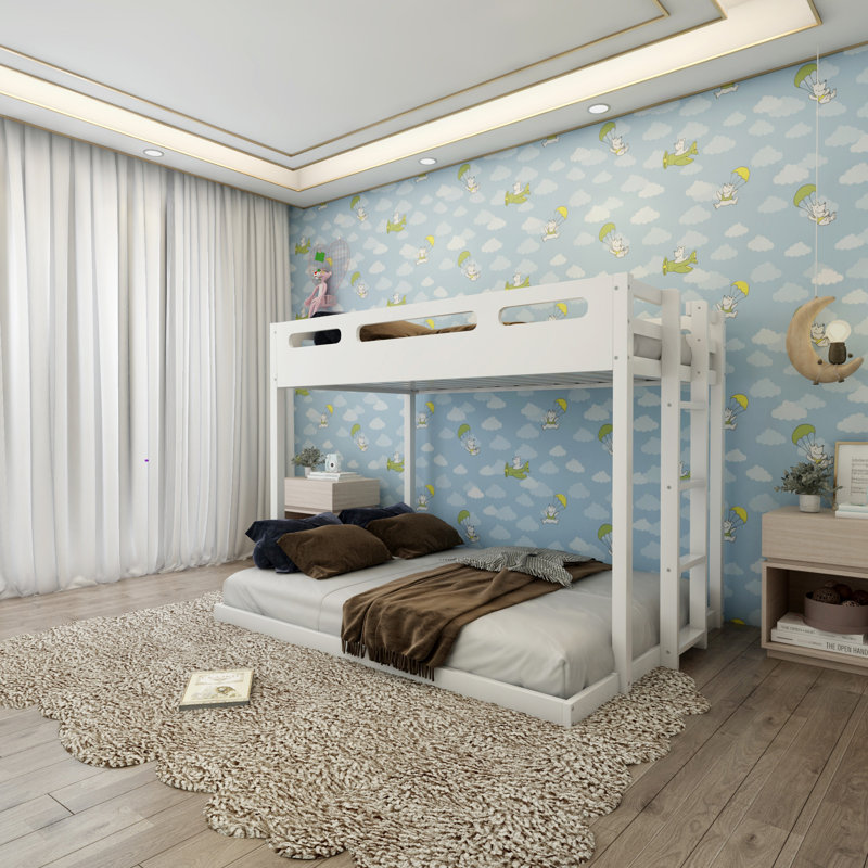 Lit superposé simple au dessus d'un lit double Imanie Kids, Blanc