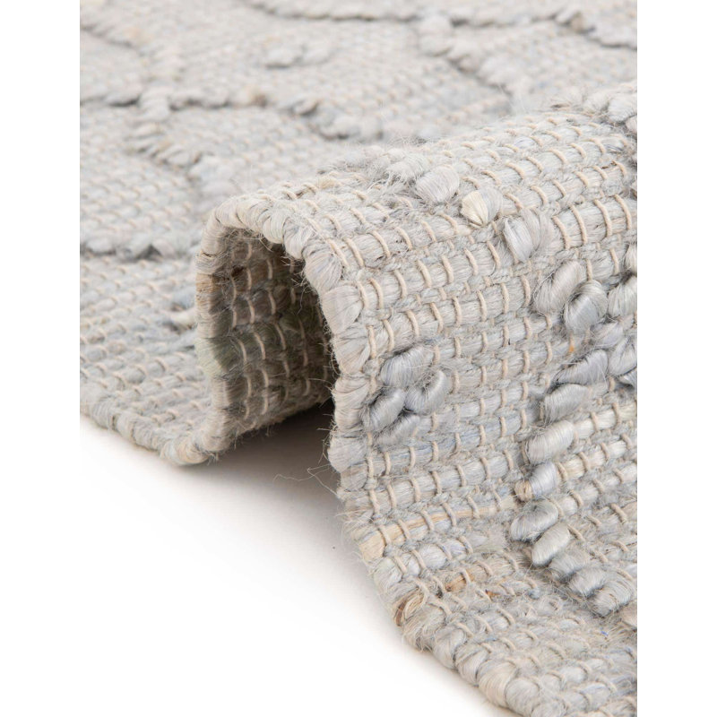 Tapis gris en jute / sisal tissé à la main, Tapis de couloir 2 pi 7 po x 13 pi 11 po