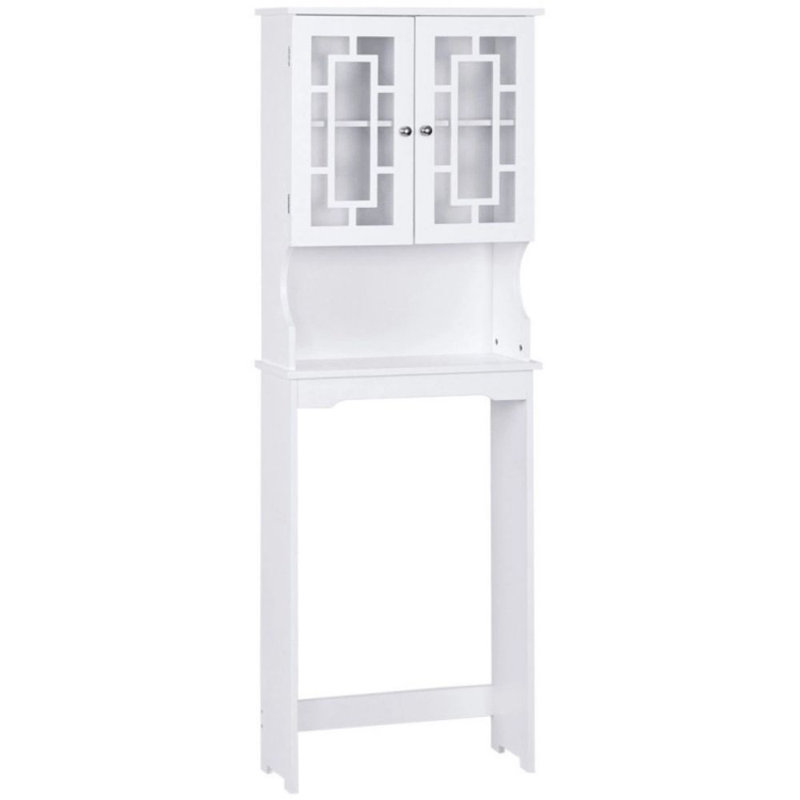 Red Barrel Studio® Over The Toilet Bathroom Spacesaver Organizer W/ Adjustable Shelf & Doors, White