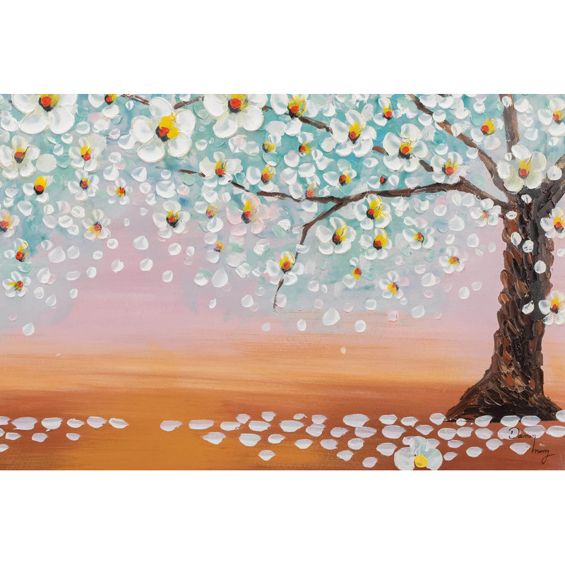 Hand -painted acrylic painting on a balmy summer evening