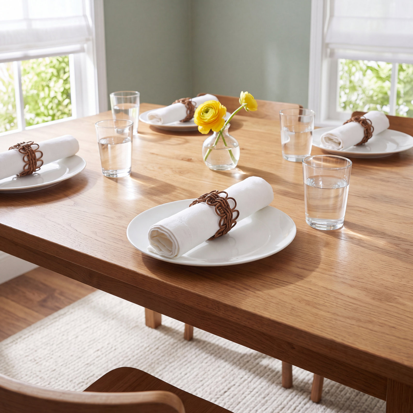 Hughie Rattan Napkin Rings, Brown