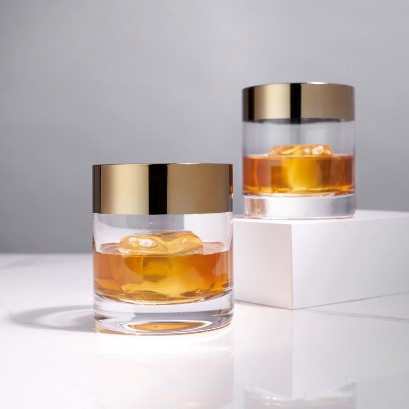 Irving Bronze-Rimmed Crystal Tumblers