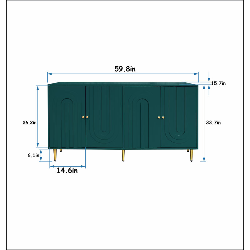 Armoire de rangement Buffet Modern, Vert
