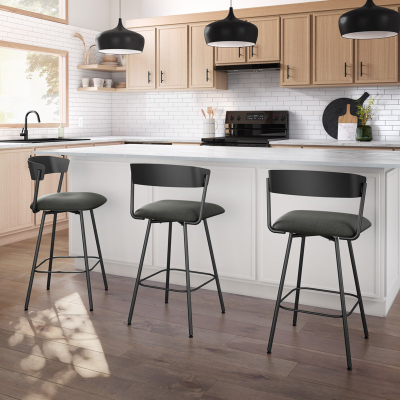 Analeesa Swivel Counter & Bar Stool, Polyester-Charcoal Gray, Bar Stool (30" Seat Height)