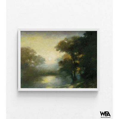 Distant Glimmer By Julia Purington, Green Forest Painting Print, Deep Forest Cabin Wall Art, Nature Office Wall Decor, Landscape Decor