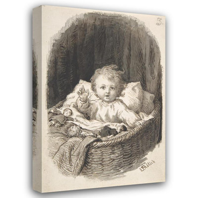 "Child in a Crib" by  Lorenz Frølich - Gallery Wrap Canvas Wall Art