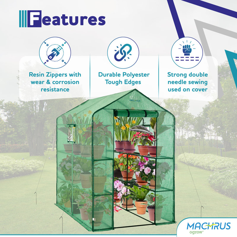 Serre de luxe à 2 étages et 8 tablettes Machru Ogrow, H 75 po x l 49 po x P 74 po