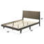 Lit plateforme Alaria en brun et gris patiné, base de lit, lit tapissier