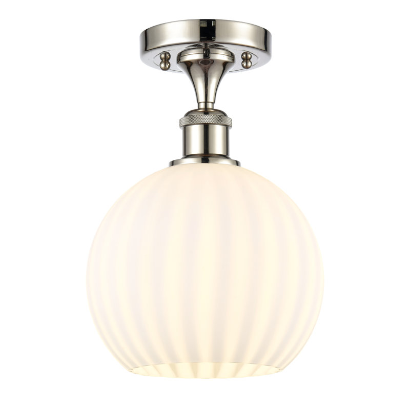 Plafonnier semi-encastré 1 lumière Ballston - Adriao, Nickel poli, H 11,25 po x l 8 po x P 8 po