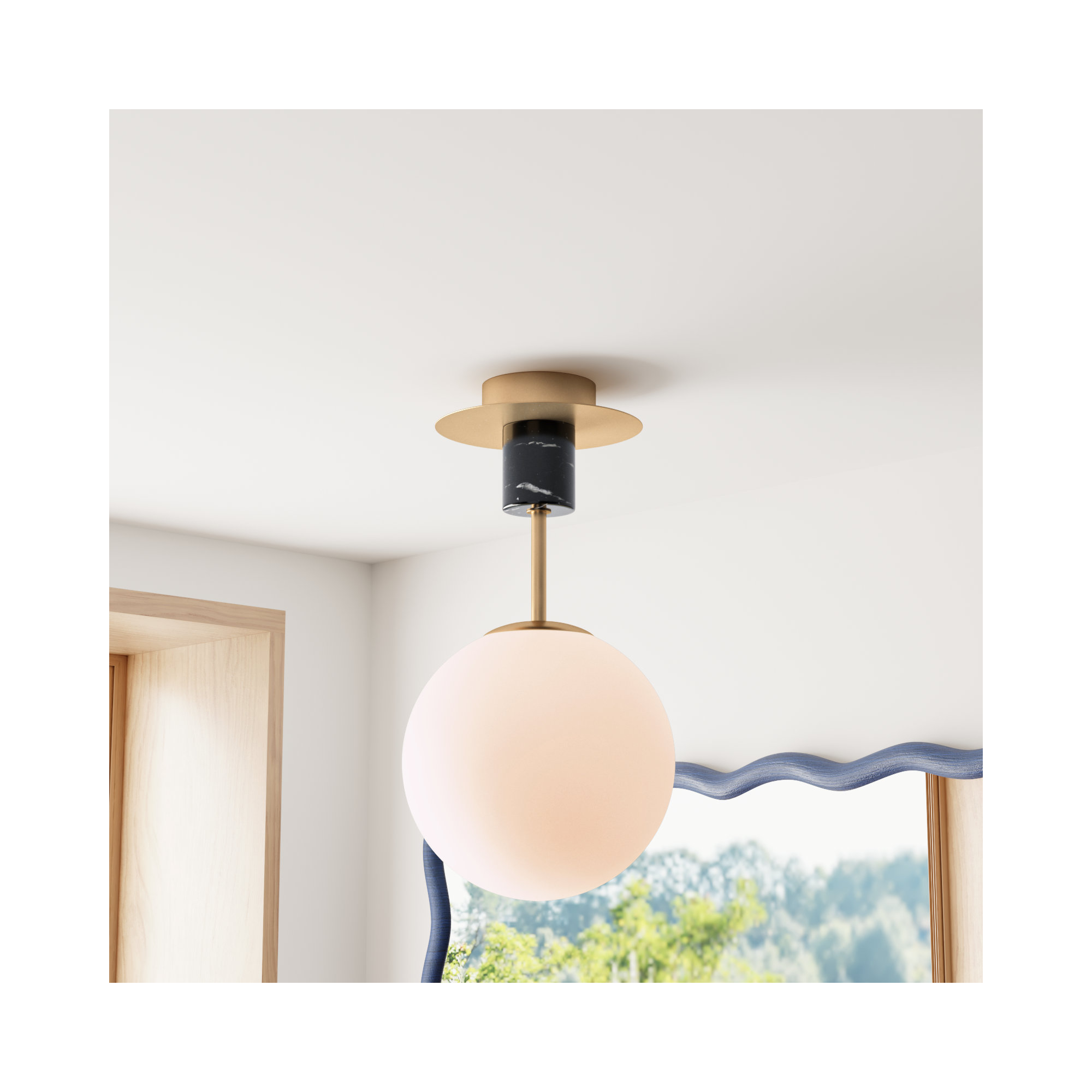 Drake Single Light Glass Semi Flush Mount