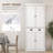 HOMCOM 72.5" Kitchen Pantry Cabinet, Traditional Freestanding Storage Cabinet with 4 Doors, Drawer and 3 Adjustable Shelves for Dining Room, White Wood Grain
