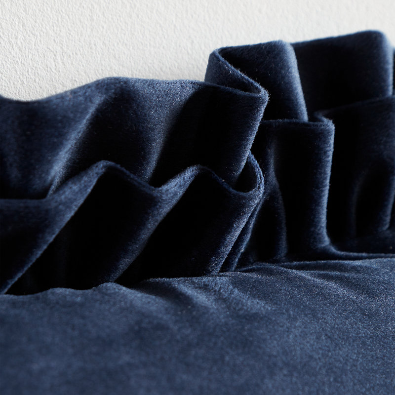 So Soft Velvet Double Frill Cushion Cover, Navy