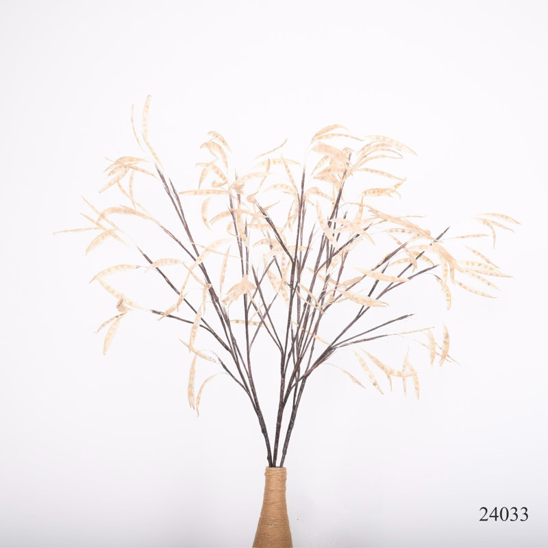 Gousses de graines de ferme artificielles avec longues tiges pour vase, Beige
