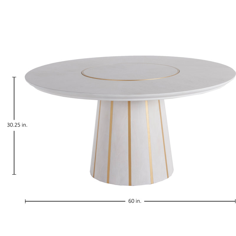Morgan Mahogany Solid Wood Dining Table, Cerused White/Gold