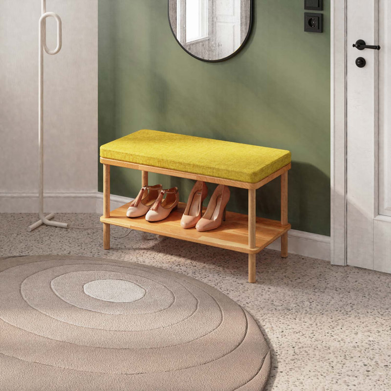 Banc de salle à manger Queens, banc en bois de hêtre massif pour la cuisine et le vestibule, H 17,4 po x l 31,5 po x P 15 po