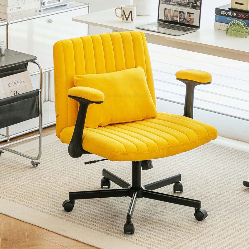 Chaise de bureau ergonomique à roulettes, Jaune
