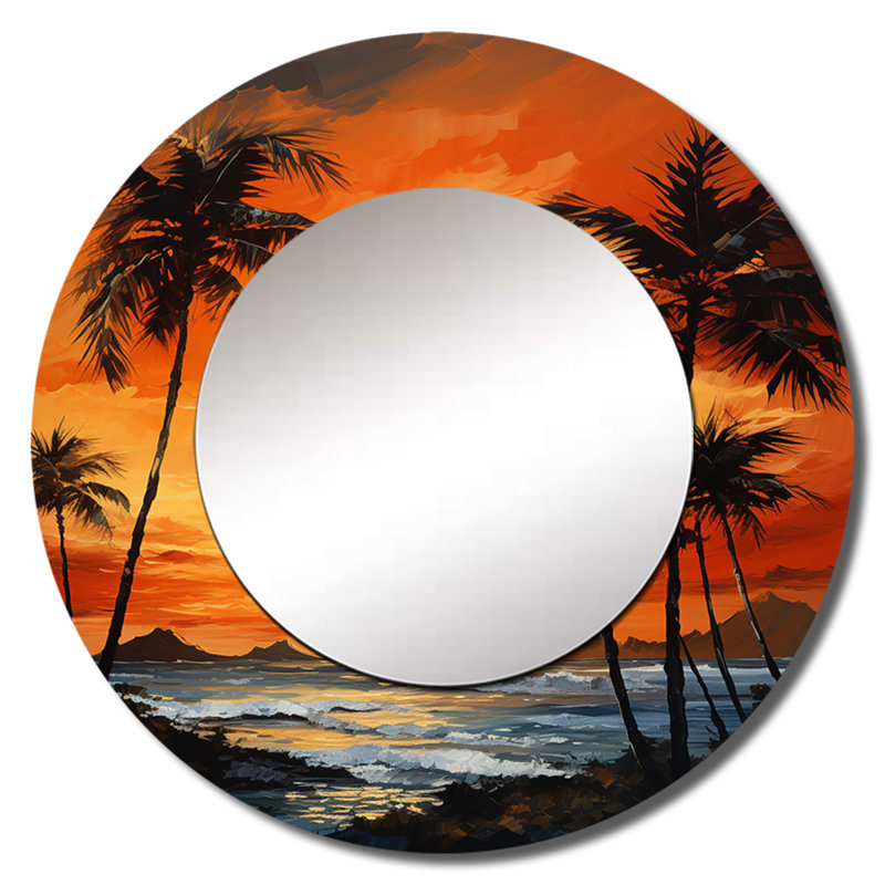 Décoration murale Tangerine Twilight Tropical Tranquility Sunset - Palmiers et palmiers, 23 po x 23 po