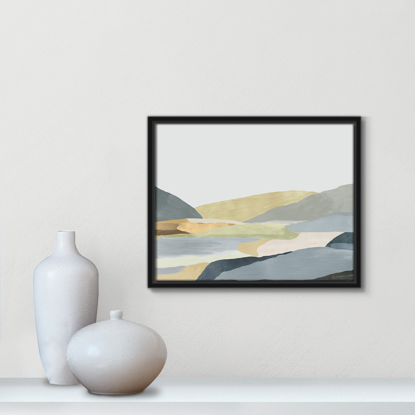 Blair "Warm Hills II" Painting, 12.5" H x 15.5" W x 2" D, Black Canvas