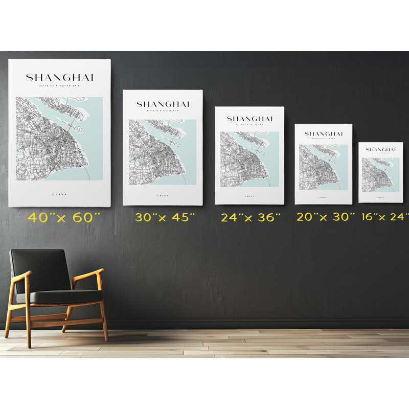 Shanghai Map Print China Canvas Print