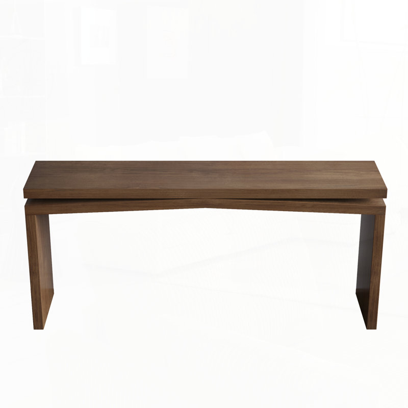 65-Inch Solid Wood Veneer Console Table, Long Farmhouse Entryway Sofa Table for Living Room, Rustic Brown