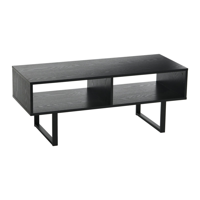 Gateshead Jamestown TV Stand Coffee Table with Rectangular Storage Compartments Rustic Wood Grain and Metal, Black Oak