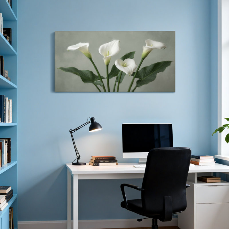 Plantes et fleurs lis de Calla blanc avec feuilles vertes, H 20 po x l 40 po