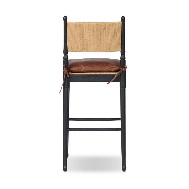 Fayth Stool with Cushion, Stained Black Ash, Bar Stool (29.5” Seat Height)”