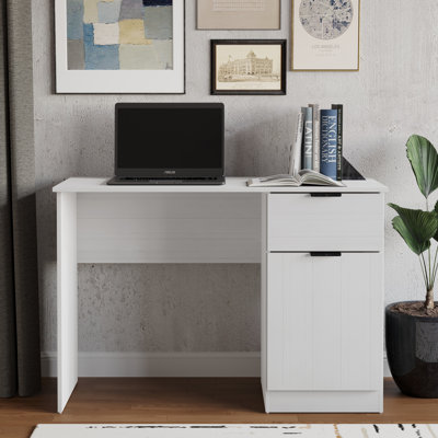43 INCH WRITING DESK WITH CABINET IN WHITE