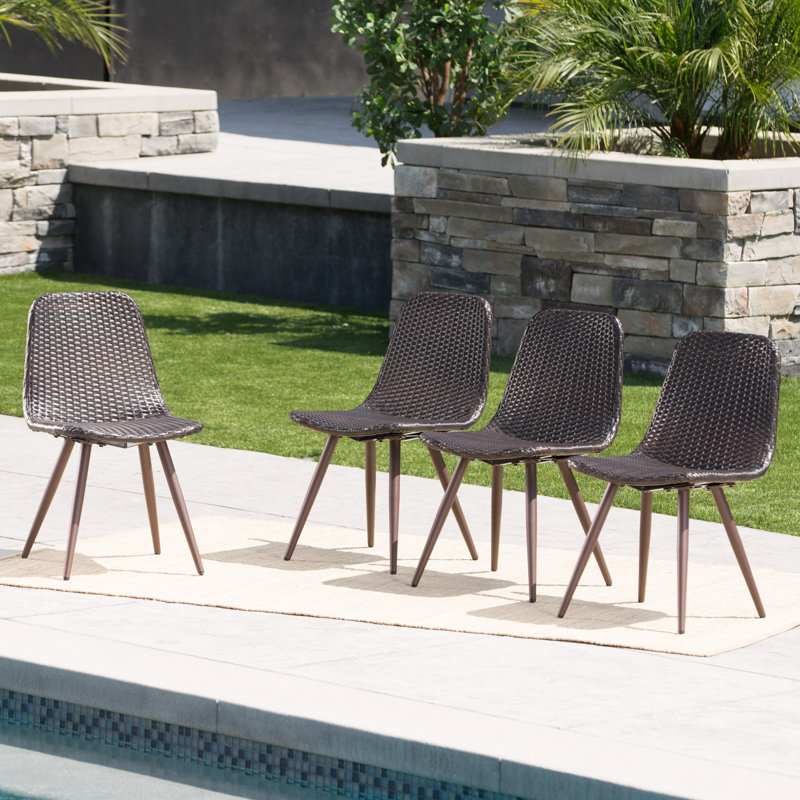 Outdoor Dining Side Chairs with Cushions, Dark brown