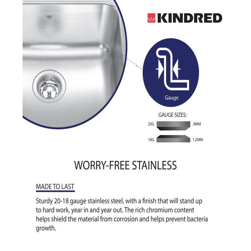 20.5'' L Single Bowl Stainless Steel Kitchen Sink, 4 hole