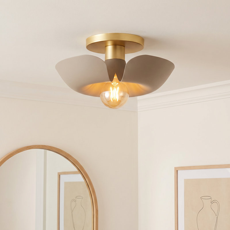 Arth Semi Flush Mount, Satin Brass/Silver Gold