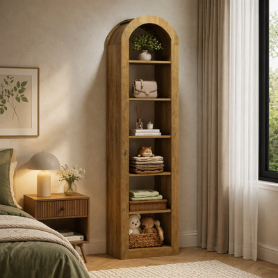 74.8" Arched Bookshelf, 6-Tier Narrow Open Bookcase Display Shelf