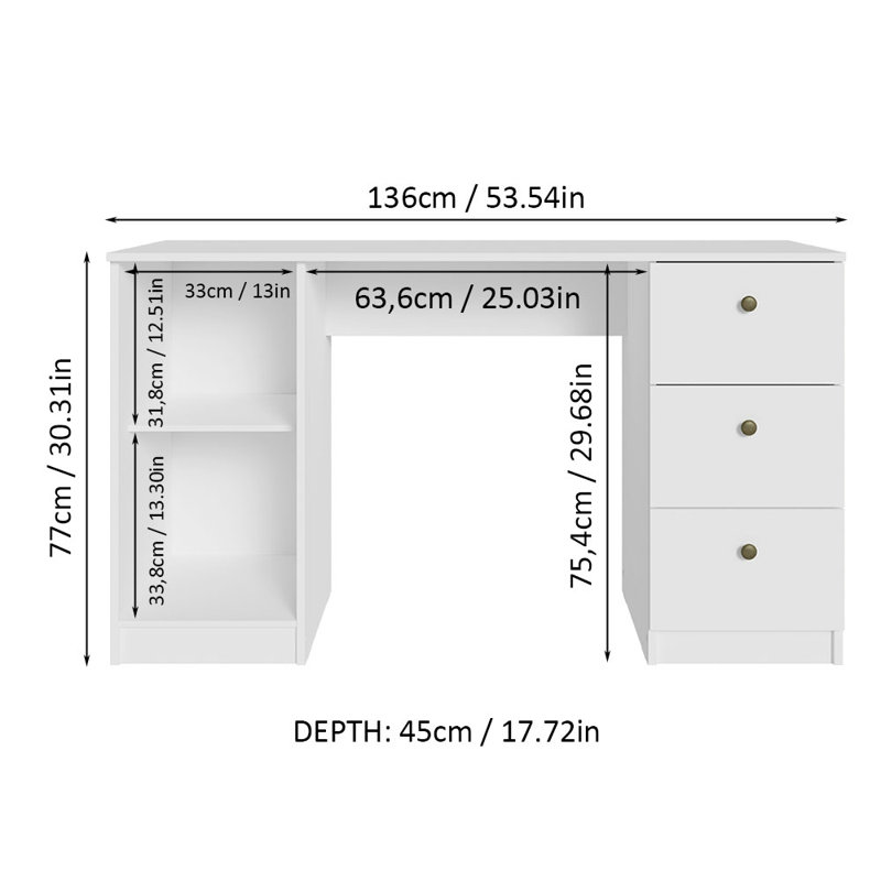 Latitude Run Desk, White