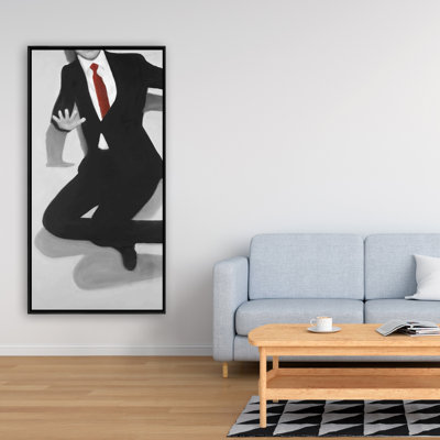 Classical Jumping Man - Black Contemporary Framed Canvas Decor