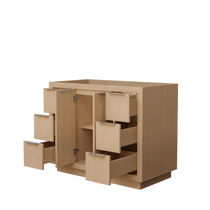 Base de meuble-lavabo simple 41,25 po Maroni en paille claire, Paille pâle / nickel brossé