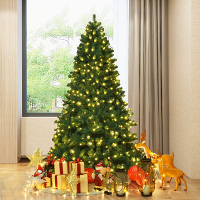 Green Pine Lighted Pine Christmas Tree