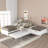 Conjoined L-shaped Platform Bed with Trundle and Drawers-324169624