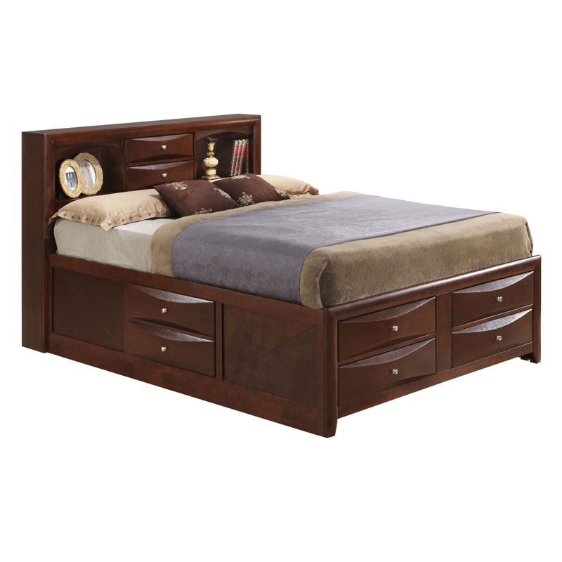 Champetre Bookcase Storage Bed, King, Cherry