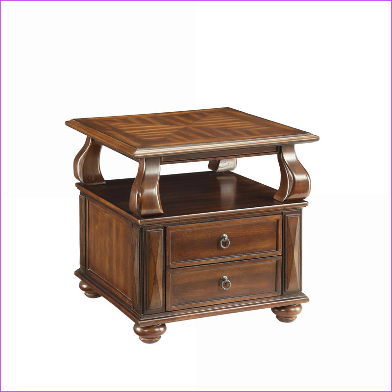 Table basse à 2 tiroirs en noyer pour le salon, le rangement peu encombrant Décoration décorative