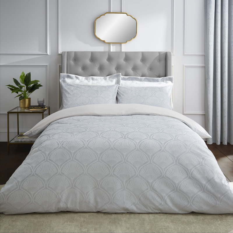 Art Deco Pearl Duvet Cover Set with Pillowcases with Pillowcases, Navy Blue, Super King - 2 Standard Pillowcases