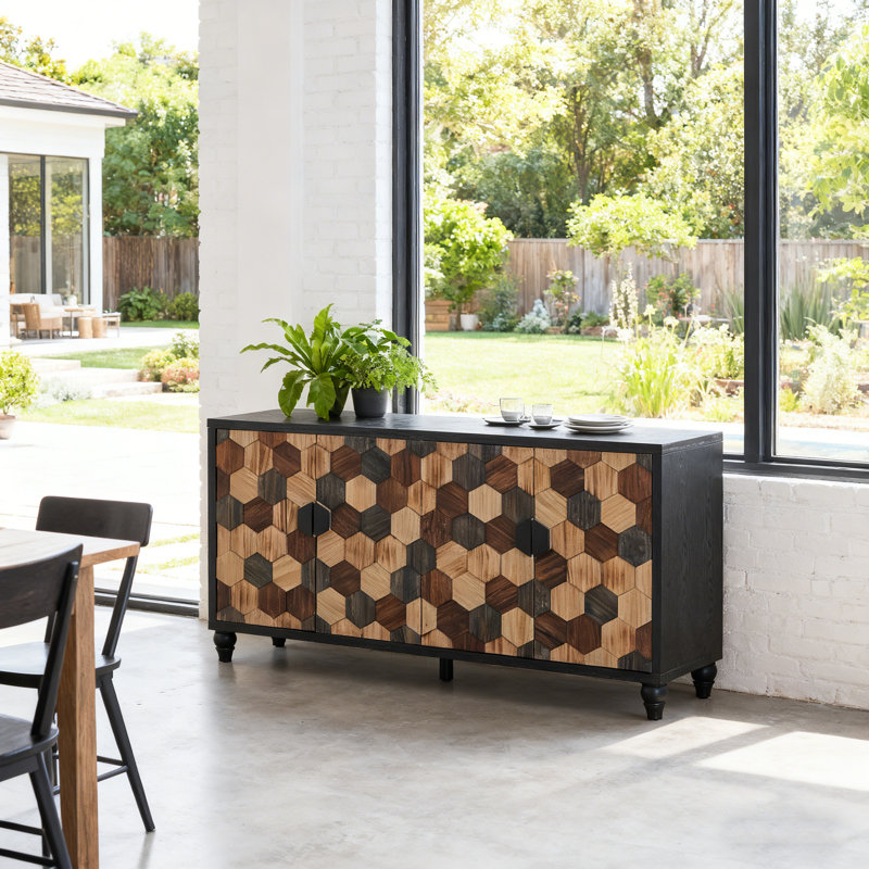 Buffet Sideboard With Honeycomb Pattern