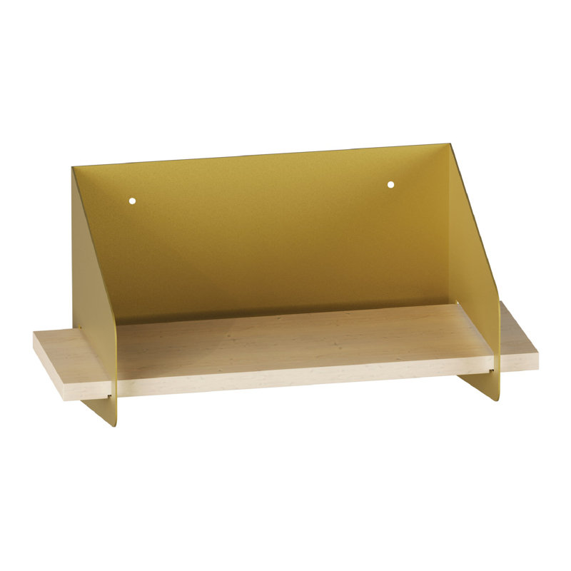 Colesen Modern Wall Shelf, Gold Finish, 15.8 x 7.9 x 7.5 inches | 100% Wooden Shelf with 1.5 mm Metal Frame | Stylish Storage Solution for Home & Office, Durable and Contemporary Design