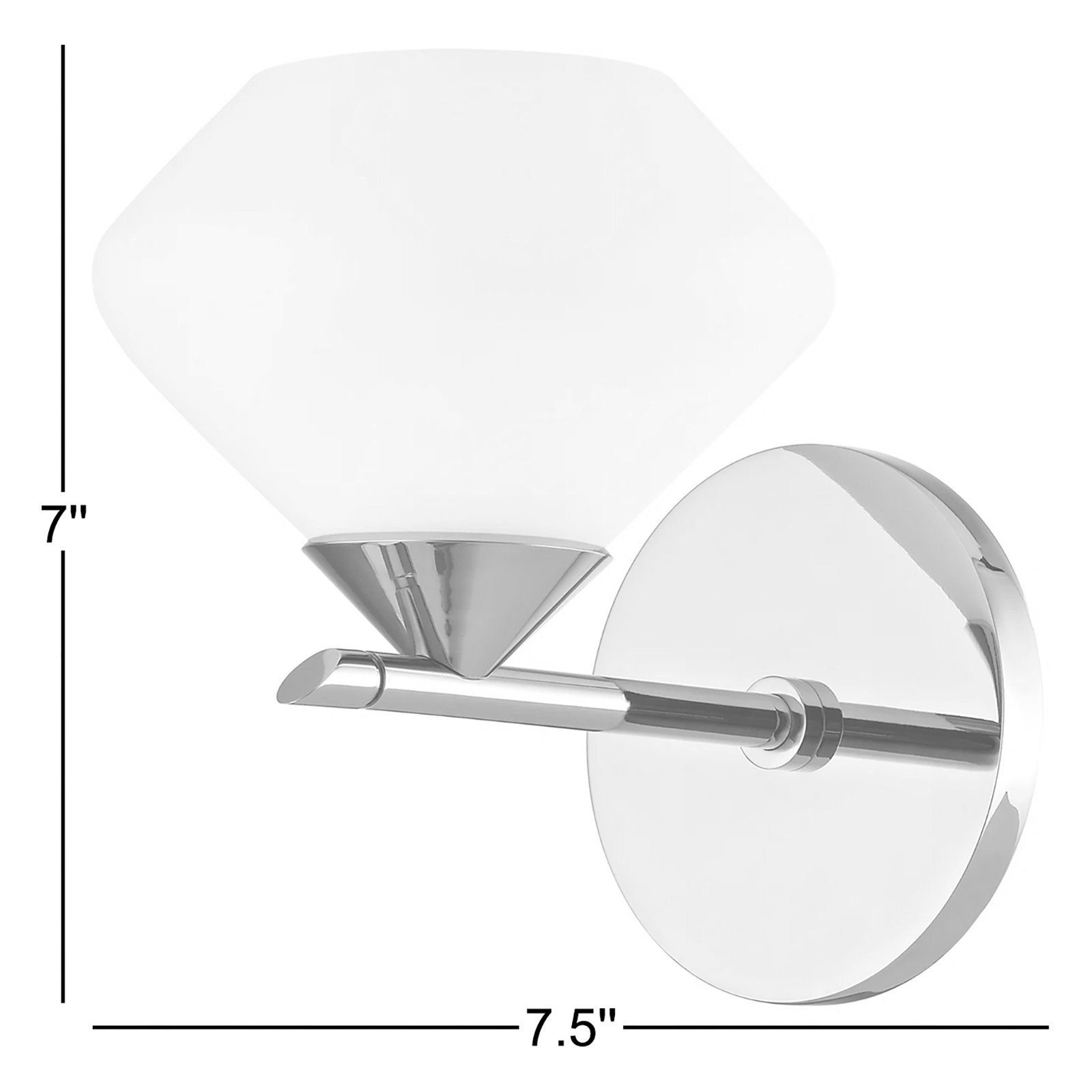 Junius Single Frosted Dimmable Bath Sconce, Polished Nickel