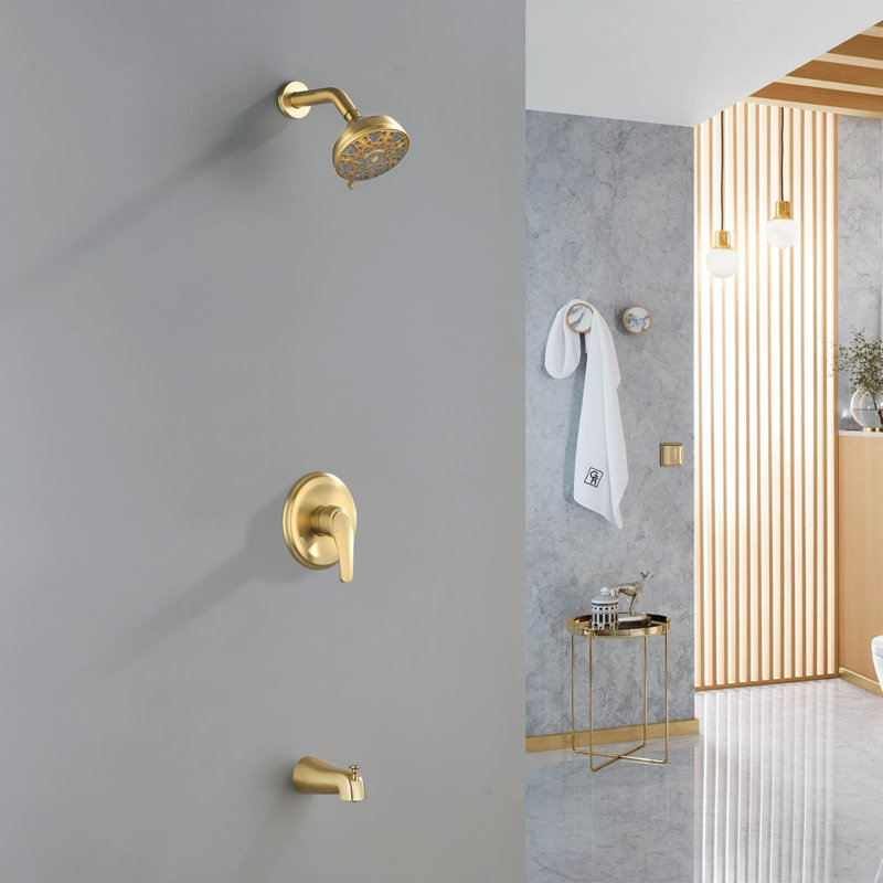 Wall Mount Tub Shower System Single Handle Shower Faucet Set High Pressure Brass Shower Trim Kit With Rough-In Valve
